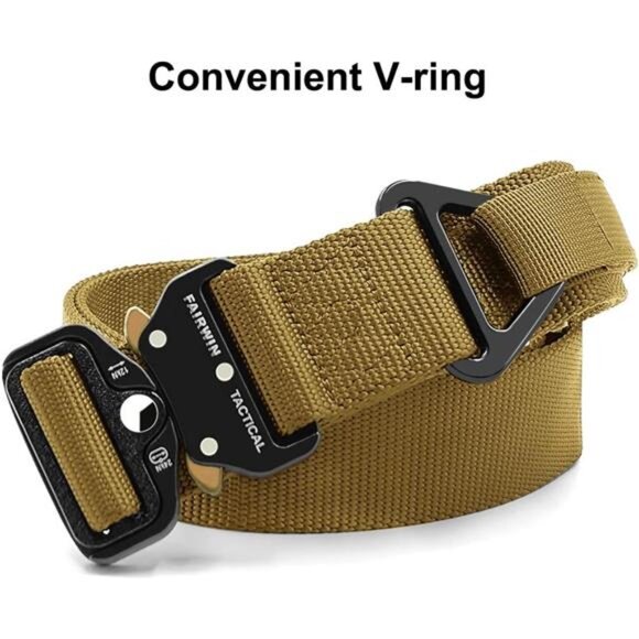 Tactical Rigger Belt, 1.7 Inches Mens Nylon Webbing Utility Belt with V-ring - Picture 3 of 7